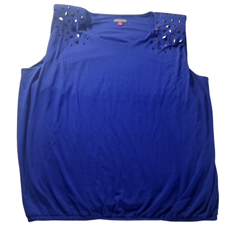 Vince Camuto Studded Shoulder Tank Top Womens Large Blue 90s Grunge Streetwear